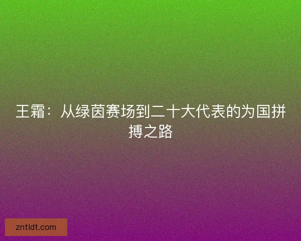 王霜：从绿茵赛场到二十大代表的为国拼搏之路