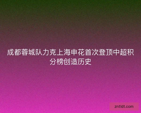 成都蓉城队力克上海申花首次登顶中超积分榜创造历史
