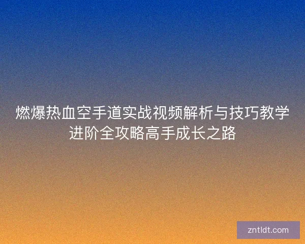燃爆热血空手道实战视频解析与技巧教学进阶全攻略高手成长之路