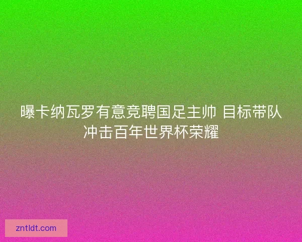 曝卡纳瓦罗有意竞聘国足主帅 目标带队冲击百年世界杯荣耀